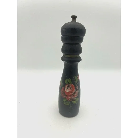 VTG Zassenhaus Pepper Mill Grinder West Germany Dark Wood Marked Rose Pattern 8