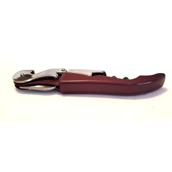 Burgundy Metal Corkscrew Doubled Hinged Waiters Wine Bottle Opener Foil‎ Cutter