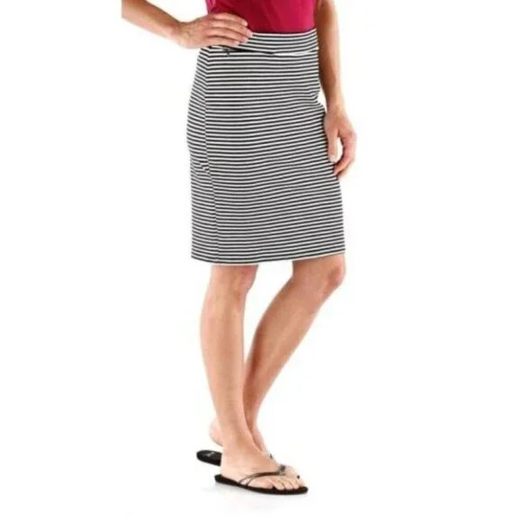 Toad&Co Women's Size Small Paseo Black Gray Striped Stretch Skirt