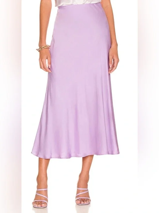 L’Agence Lavender Purple Clarissa Bias Maxi Skirt Satin Small
