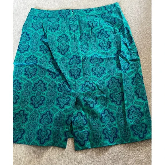 J.Crew Pencil Skirt Paisley Print Career Office Green Blue Size 6
