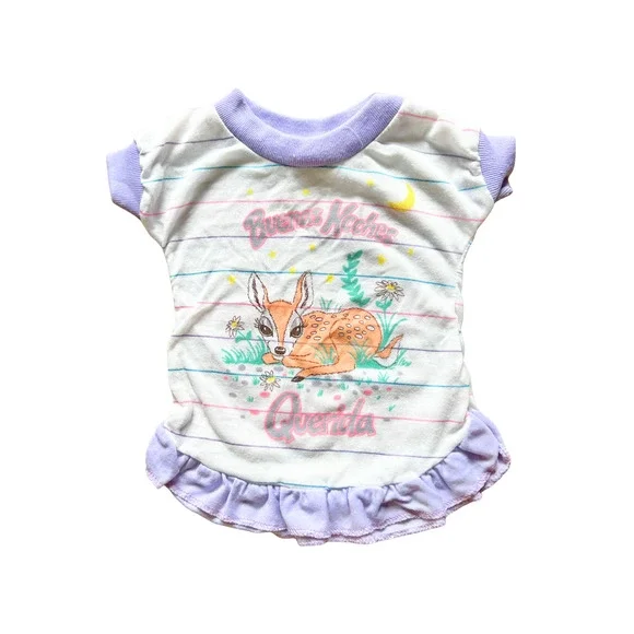 Vtg 80s Ronnie Jama Doll Sleep Shirt Nightgown Fawn Deer Spanish Kitsch Animals