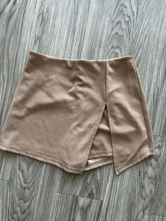 Neutral Tan Skort with Front Slit