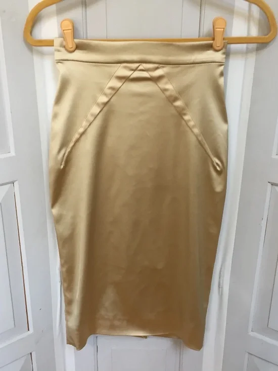 Dolce & Gabbana Gold Satin Pencil Skirt