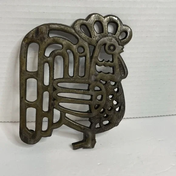 Vintage Brass Rooster Trivet Made In Japan