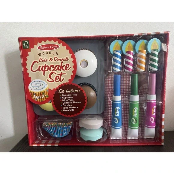 Melissa & Doug Bake and Decorate Cupcake Set Kids Unisex Multicolor Wooden Toy