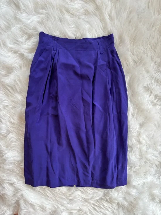 Ellen Tracy Deep Purple Pencil Skirt VINTAGE 100% Silk