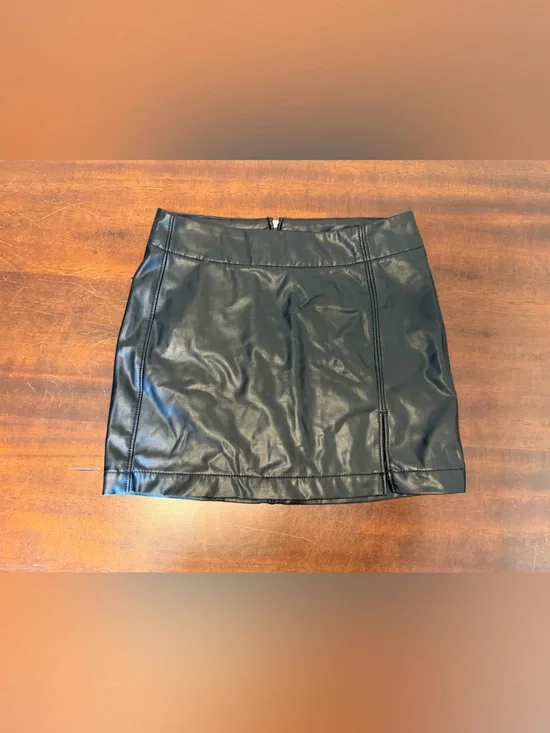 American Eagle Black Faux Leather Mini Skirt