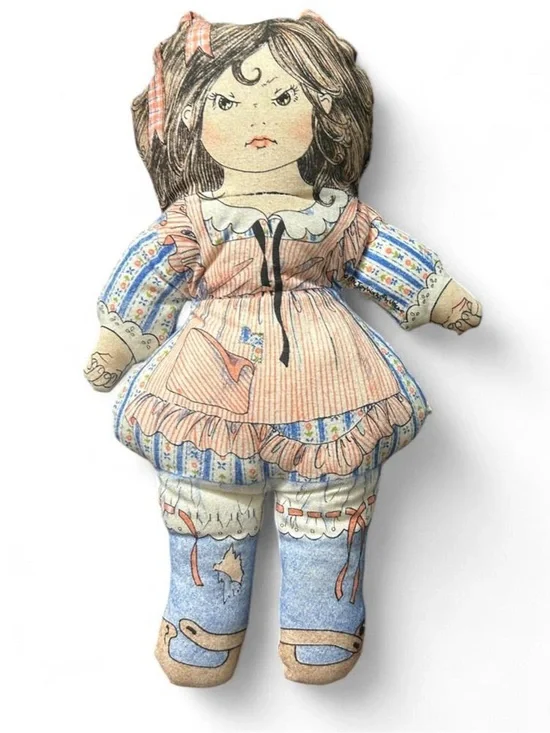 Vintage 1984 Mother Goose Reversible Mood Cloth Doll Plush Girl Toy 12