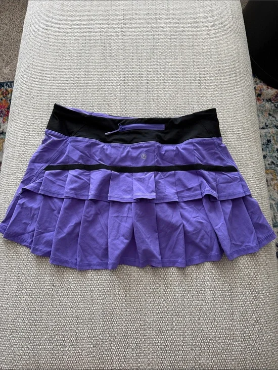 lululemon athletica Purple Tiered Ruffle Skater Skirt with Black Waistband