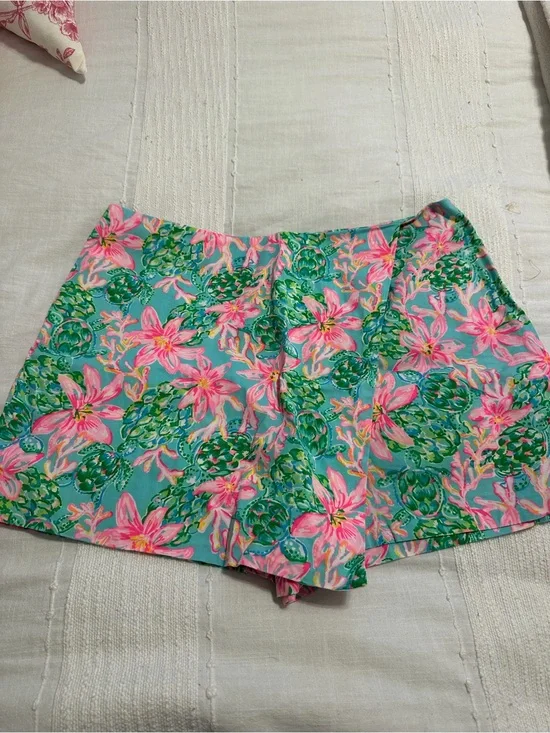 Lilly Pulitzer Turquoise Pink Green Floral Skort