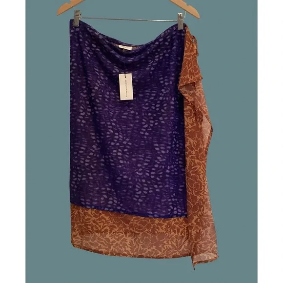 Dries Von Noten Sheer Layered Purple & Orange Skirt Boho Indie Skirt NWT Sz L