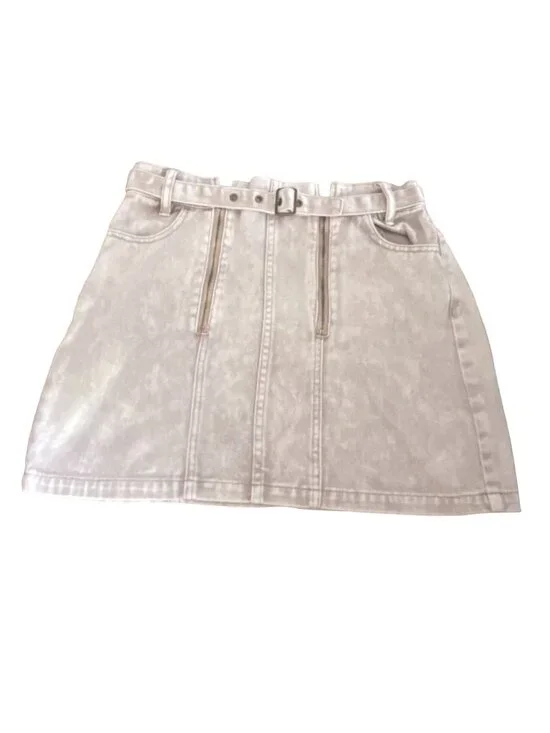Pac Sun Acid Washed Belted Denim Mini Skirt-Light Gray-Size 28-GUC