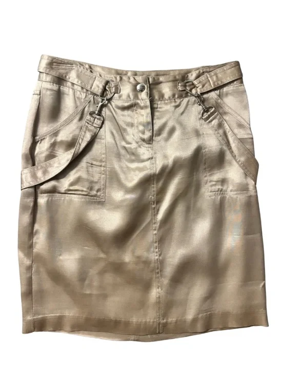 Gold Satin Cargo Mini Skirt