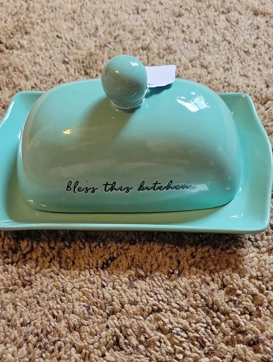 Aqua Ceramic Butter Dish - 