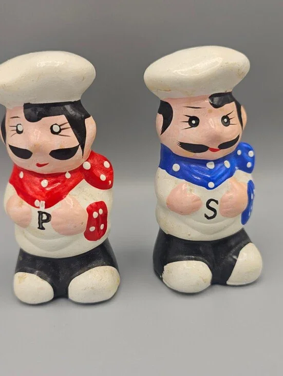 Vintage Ceramic Chef Salt and Pepper Shakers Set