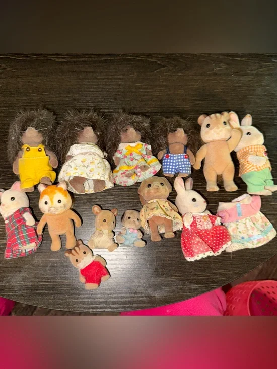 Mini Plush Animal Family Playset - Brown, Beige, White
