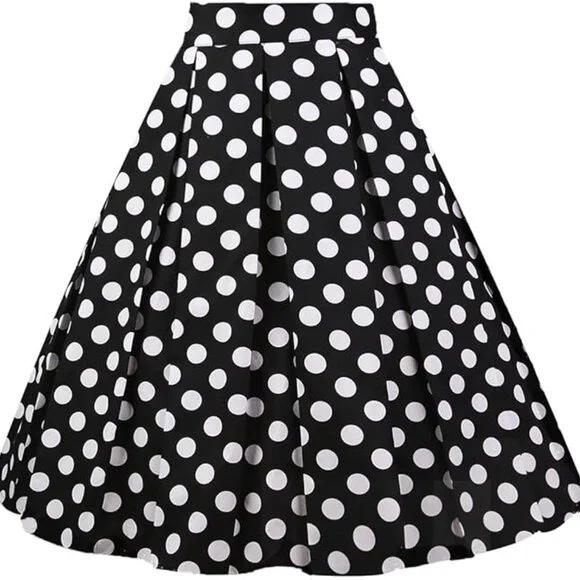 Women's Pleated Vintage Skirt Floral Print A-line Midi Skirts with Pockets‎