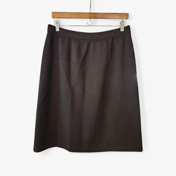St.‎ John Basics Santana Knit Black Minimalist Straight Pull-On Pencil Skirt 12