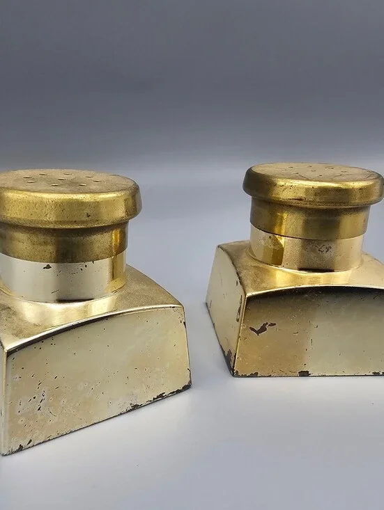Vintage Tarnish Resistant Metal Salt and Pepper Shakers Made in Japan