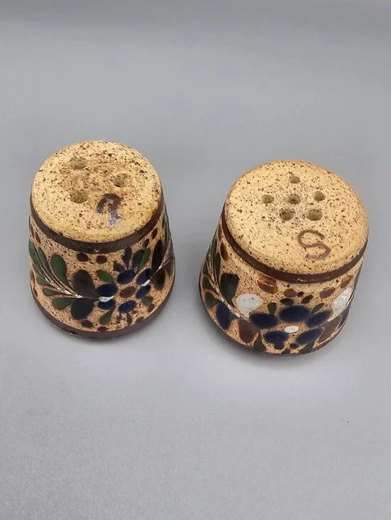 Handcrafted Ceramic Salt and Pepper Shakers with Floral Design