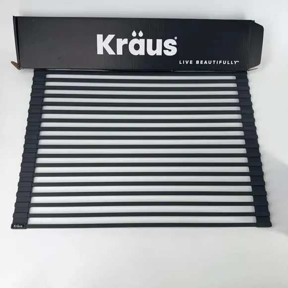 Kraus KRM-11DG Roll-Up Dish Drying Rack — Dark Grey, New in Box