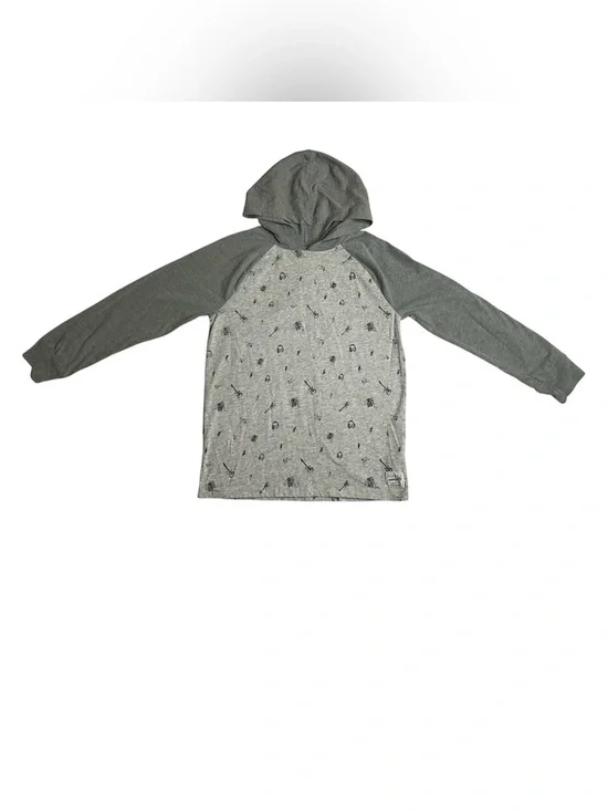 OshKosh B'gosh Grey Raglan Hooded Pullover with Print US 10