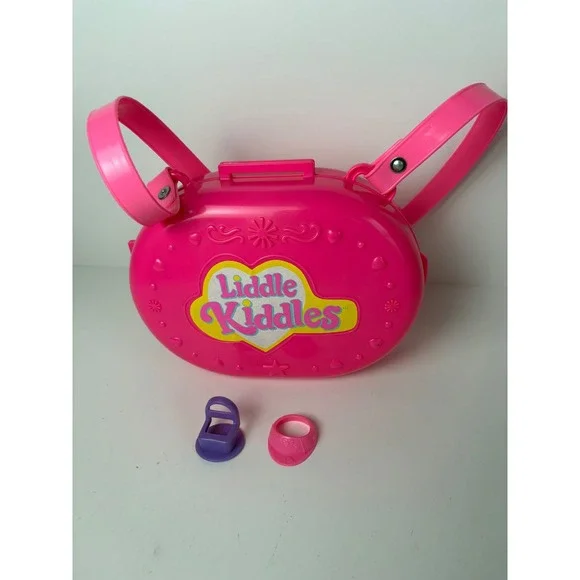 Vintage 1994 Tyco Liddle Kiddles Pink Plastic Carry Case Playset Backpack Toy