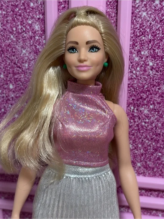 Barbie Pink Glitter Top with Silver Skirt Doll