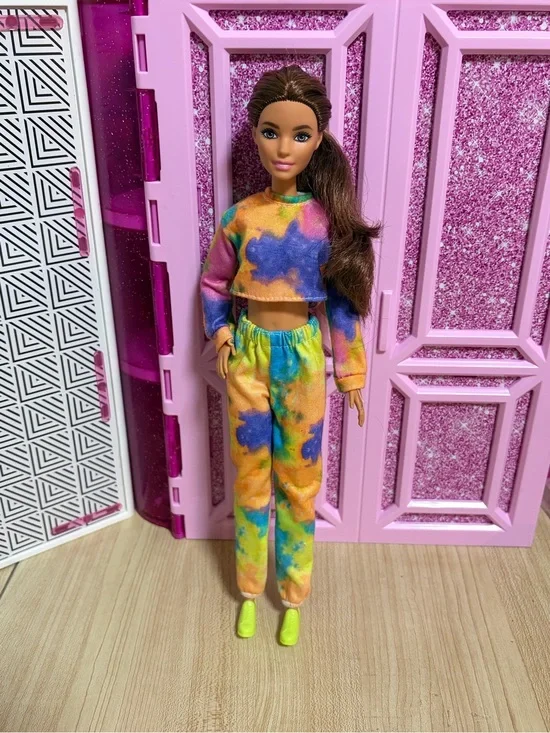Barbie Tie-Dye Sweatshirt & Joggers Set - Orange, Blue, Pink, Yellow, Green