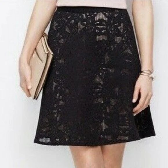 Nwt Ann Taylor black laser cut lace skirt