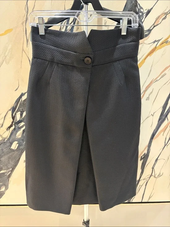 Armani Collezioni Black Textured Wrap-Front Pencil Skirt