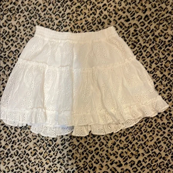 Hill House White Skater Mini Skirt Tiered Ruffled Casual