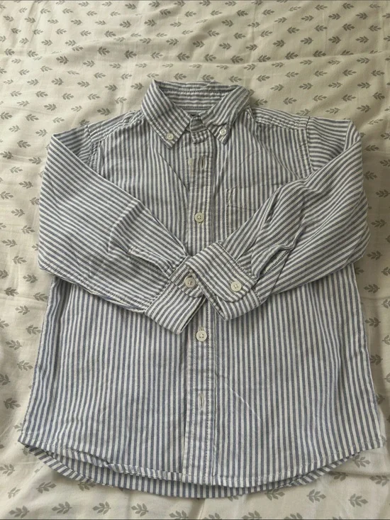 OshKosh B'gosh Blue and White Striped Button-Down Shirt