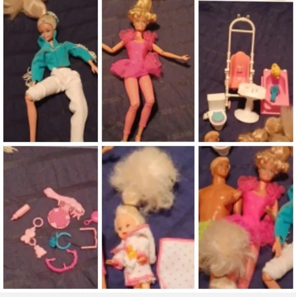 2 vintage Mattel Barbie dolls , one  Ken and one mini with extras