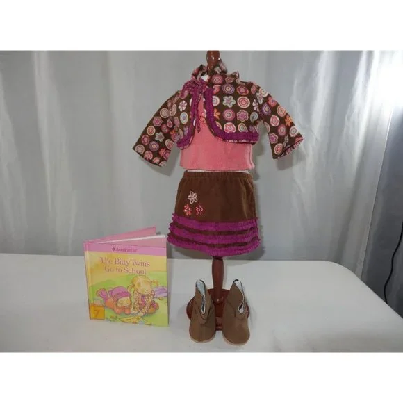American Girl Bitty Baby Twin School Time Skirt Outfit With Book‎