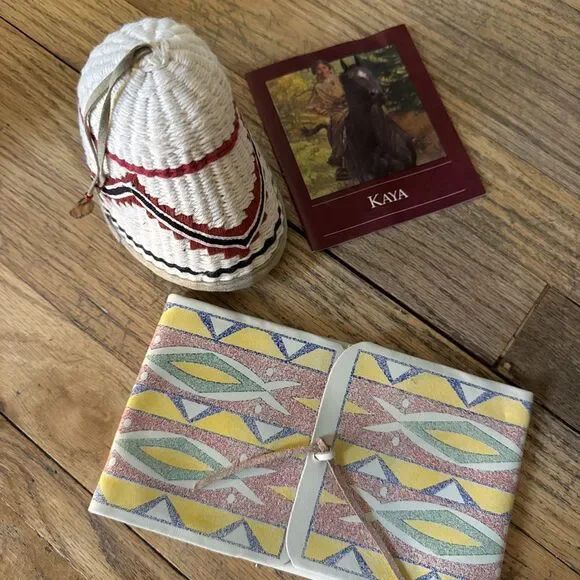 American Girl Historical Kaya Hat & Parfleche, Retired, Rare, Excellent