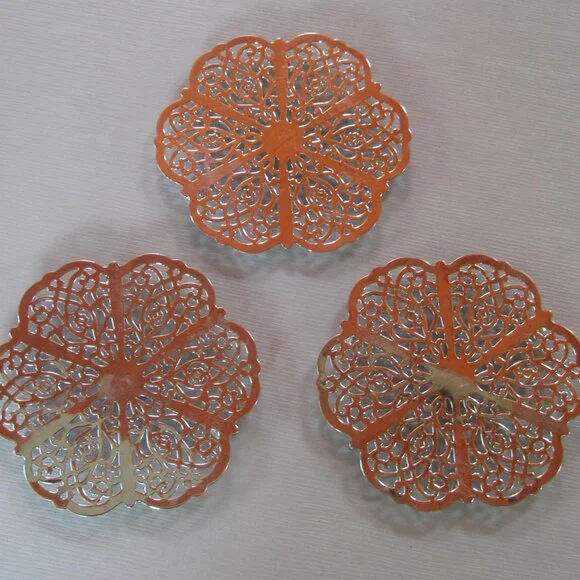 Set of 3 Vintage Silver plated trivets no label