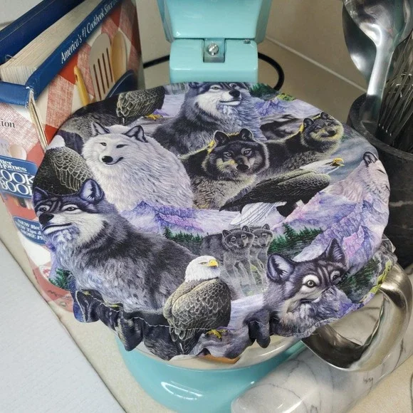 Wild Wolves Eagle / Blue Reversible KitchenAid Mixer Mixing‎ Bowl Cover Decor