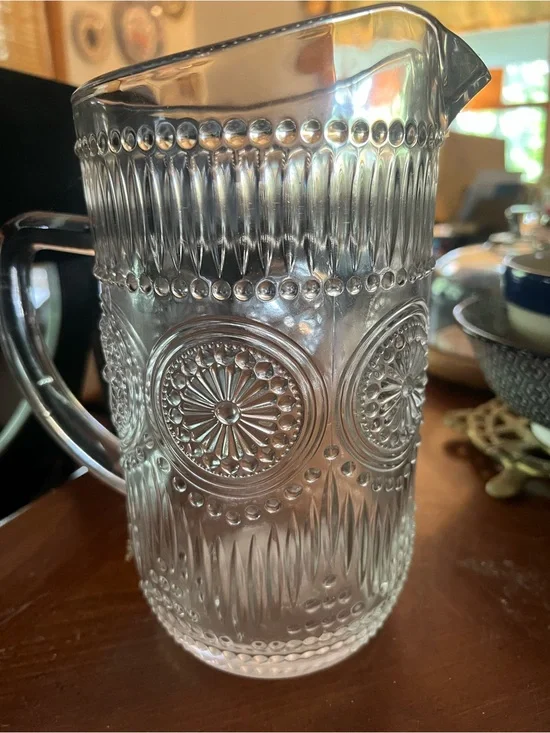 Pioneer Woman Adeline Clear Glass Pitcher Farmhouse Chic 8.5