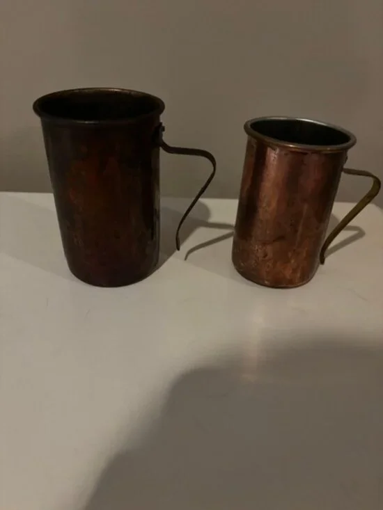 Vintage Graduated Copper Measuring Cup Set 2 Pieces (1/2 cup; 1 cup)