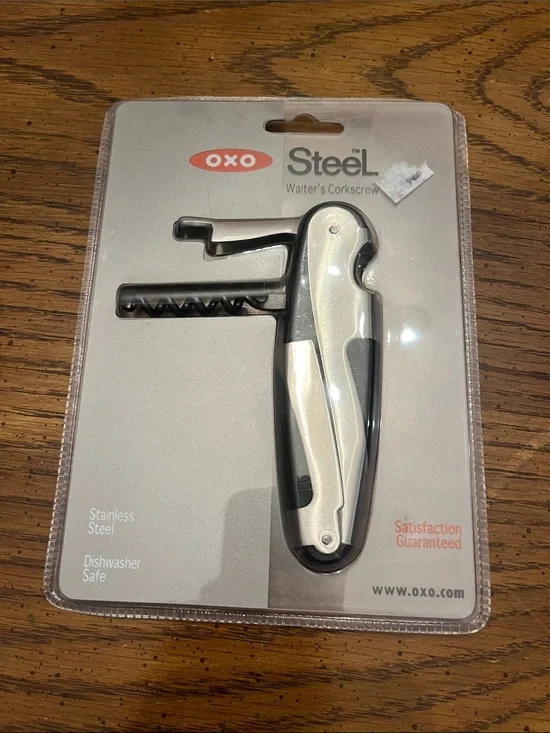 OXO Steel Double Lever Corkscrew - Silver and Black