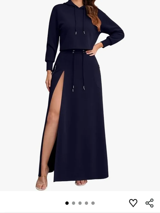 Women's Navy High-Slit Maxi Skirt