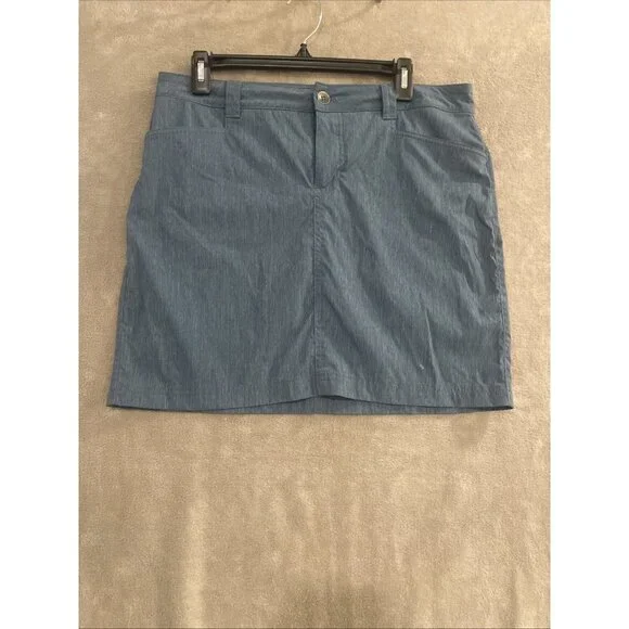 Eddie Bauer Women's Size 8 Blue Mini‎ Skorts 2 Zip Back Pockets , Stitch Detail