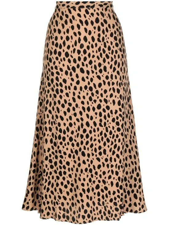 J. Crew Gwen Midi Skirt in Tan and Black Bobcat/Giraffe Print
