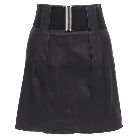 Pierre Balmain Leather Elastic Skirt