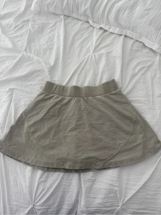 Neutral Olive A-Line Cotton Skirt