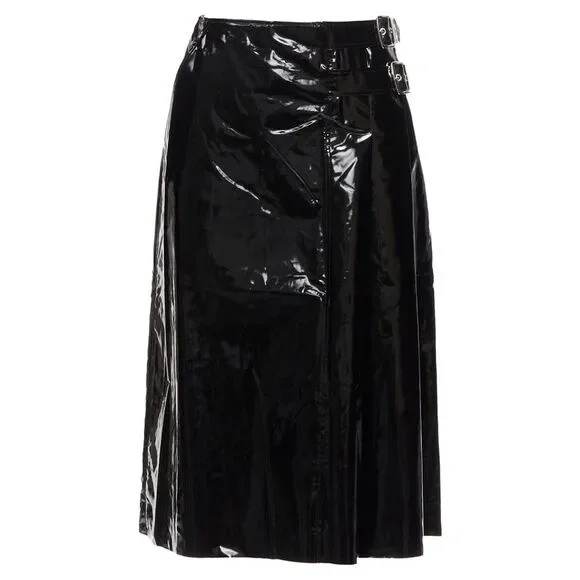 Gucci Coated Cotton Vinyl Kilt Skirt