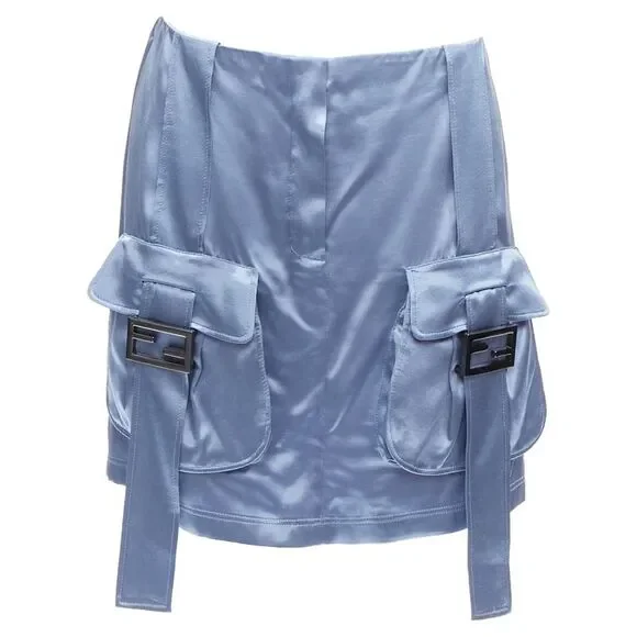 Fendi Baguette Satin Buckle Cargo Skirt