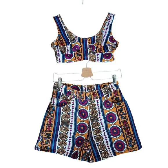 Cross Colours 90's Vintage Printed Twin Set NWOT Size 2 Top 5/6 Bottoms NICE!